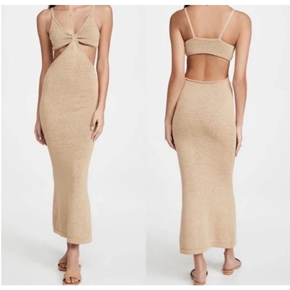 Cult Gaia Halterneck Cutout Tan Midi Length Dress Size: M - Picture 5 of 6